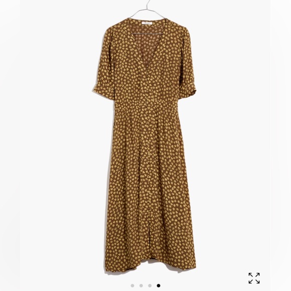 NWT Madewell Button-Cuff Midi Dress in Wood-Cut Flowers - Picture 8 of 9